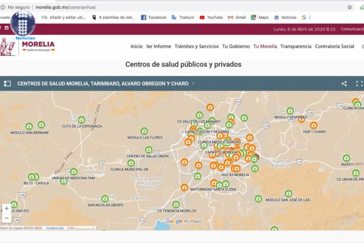 Lanza Gobierno de Morelia mapa interactivo para detección de hospitales y centros de salud