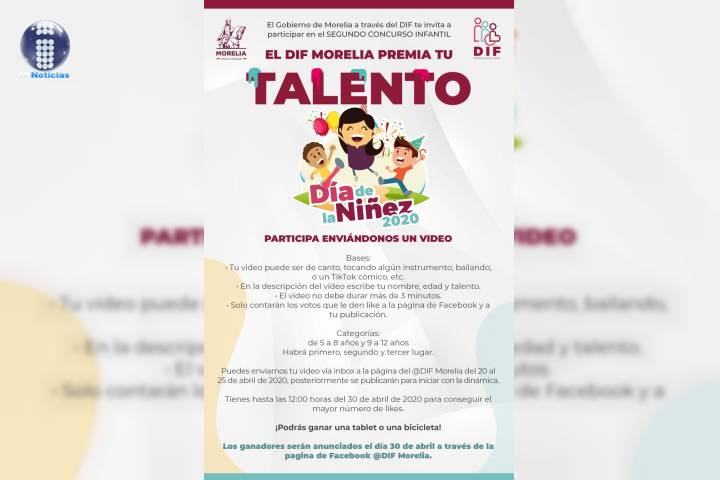 Invita DIF Morelia a participar en 2º Concurso Infantil de Talentos