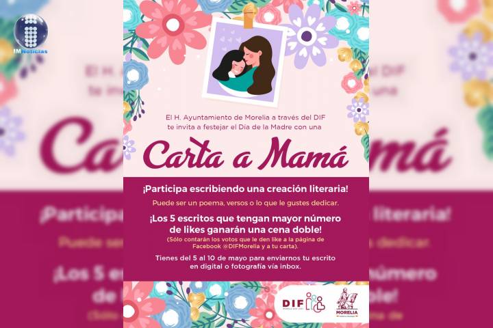 Invita DIF Morelia a participar en concurso del Día de la Madre