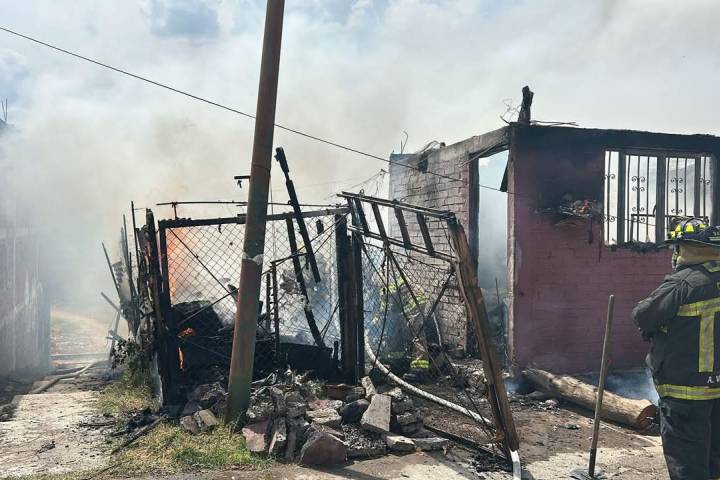 Bomberos estatales rescatan 3 caninos de un incendio de casa en Morelia 